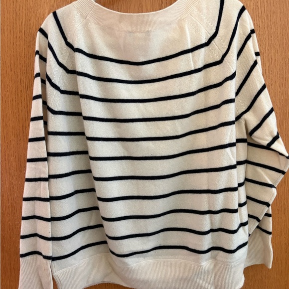 Jcrew Cashmere Striped Navy and White Sweater - Picture 5 of 5